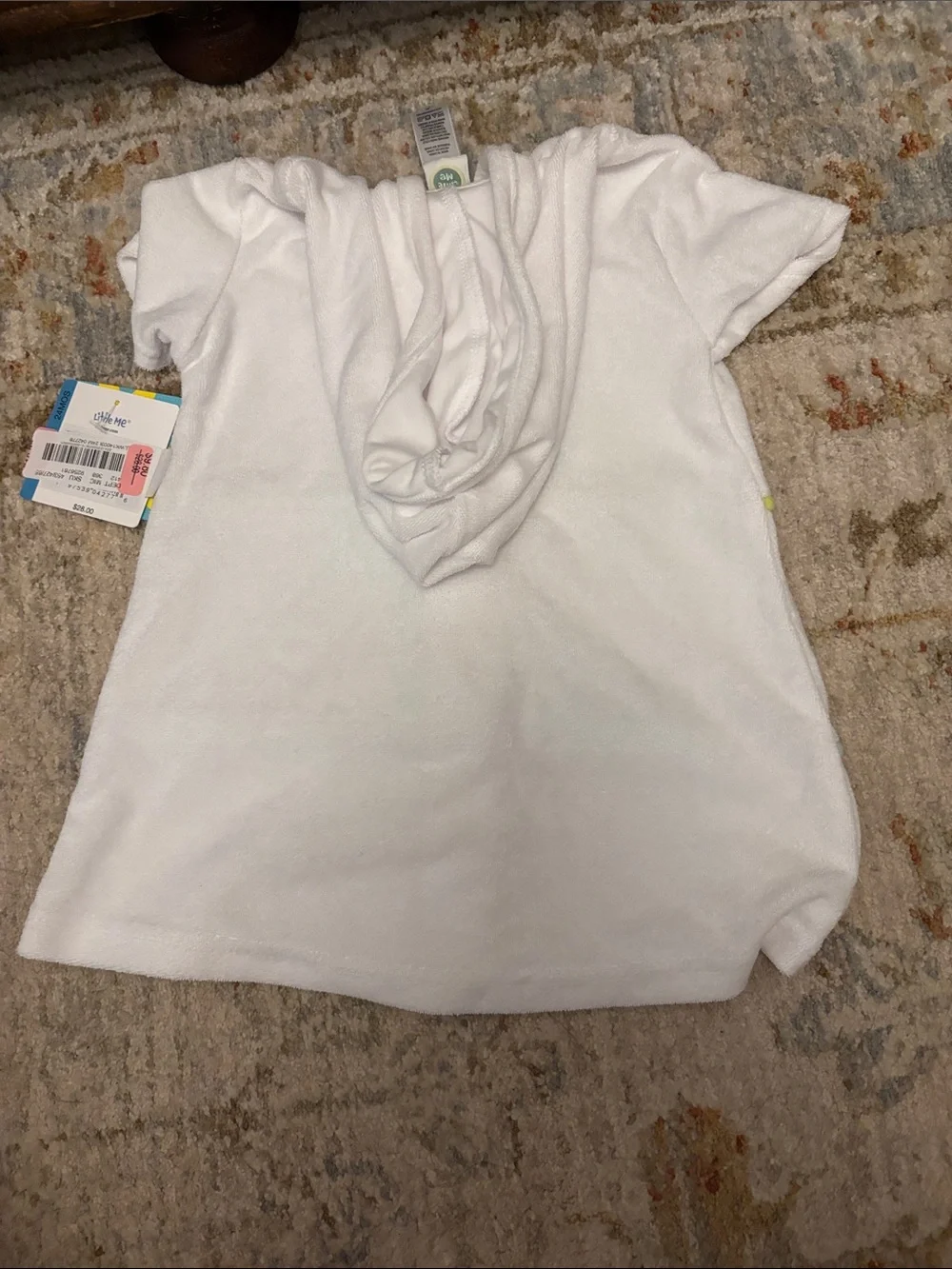 Little Me White Hooded Terry Top with Pink, Lime & Blue Bows